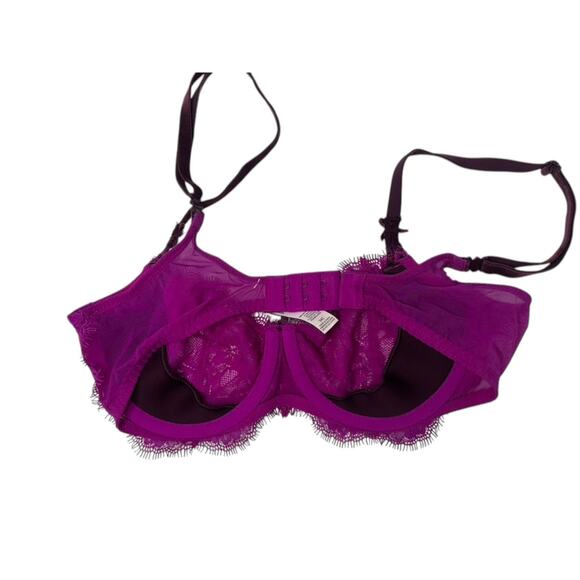 Victoria's Secret Magenta Lace Bra & Natori Brown Mesh & Lace Bra Size 34C - Picture 5 of 13